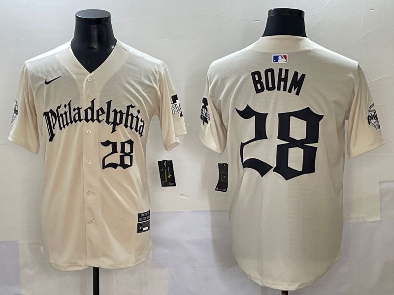 Men 2025 Philadelphia Phillies #28 Bohm Cream Five generations Joint Name Nike MLB Jersey style 4
